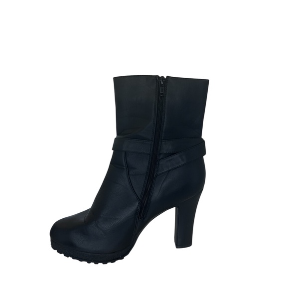 Lane Bryant Black High Heel Ankle Boots with buckle strap size 9 - Picture 7 of 9